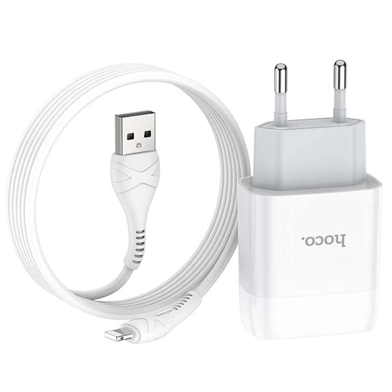 

СЗУ HOCO C73A (2USB/2.4A) + lightning (Белый), Білий