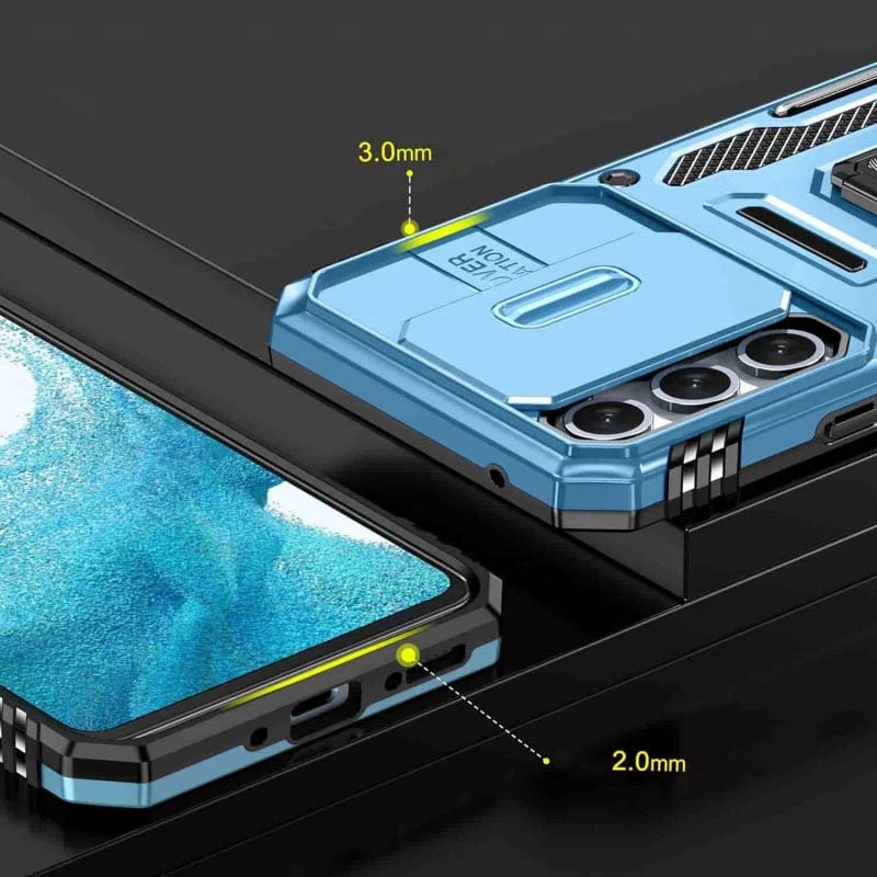 Ударостійкий чохол Square Ring зi шторкою на камеру на Samsung Galaxy A35 – Блакитний / Light Blue. Фото 11 з 13