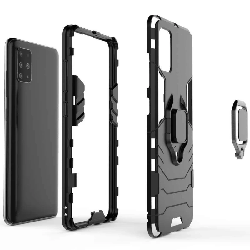 Протиударний чохол Transformer з кільцем на Samsung Galaxy A51 – Чорний / Soul Black. Фото 4 з 5
