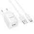 МЗП Hoco C145A Charm QC3.0 18W (1USB-A) + кабель USB to Type-C – White. Фото 2 з 7