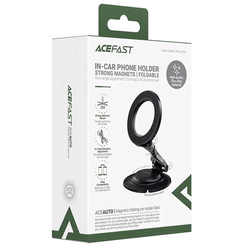 Автодержатель Acefast D64 Magnetic Wireless – Black. Фото 5 из 5