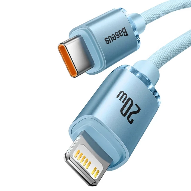 Дата кабель Baseus Crystal Shine Series Type-C to Lightning 20W (1.2m) (CAJY00020) – Sky Blue. Фото 3 з 7