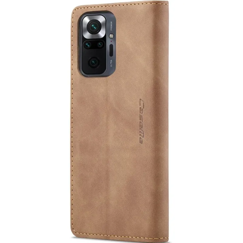 Шкіряний чохол-книжка CaseMe Velvet Nubuck для Xiaomi Redmi Note 10 Pro – Brown. Фото 6 з 6