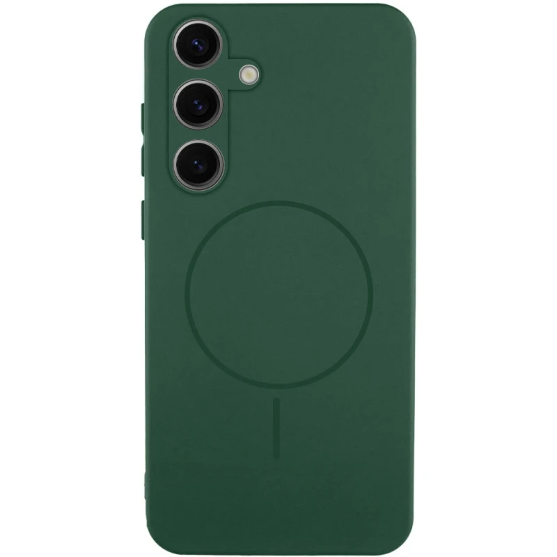 Силиконовый чехол Lakshmi MagFit с защитой камеры для Samsung Galaxy S24 – Зеленый / Dark green. Фото 2 из 7