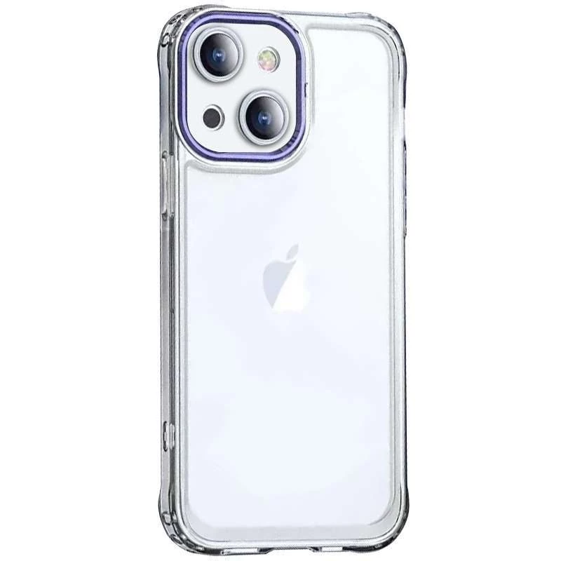 

TPU+PC чехол з кольоровою окантовкою камери на Apple iPhone 14 (6.1") (Прозорий / Фіолетовий)