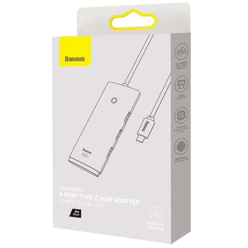 Перехідник HUB Baseus Lite Series 4in1 (Type-C to 4xUSB 3.0) 25cm (WKQX03) – Black. Фото 6 з 7