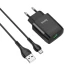 МЗП Hoco C72Q Glorious QC3.0 18W (1USB/3A) + MicroUSB – Чорний. Фото 1 з 6