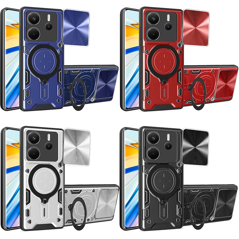 Ударостійкий чохол Bracket Ringstand із захисною шторкою для камери на Xiaomi Redmi Note 14 5G фото 1 з 3