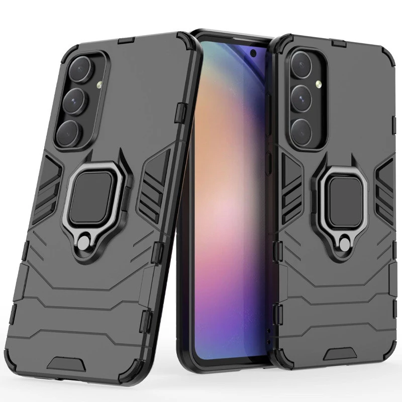 Противоударный чехол Transformer с кольцом для Samsung Galaxy S23 FE – Черный / Soul Black. Фото 3 из 8