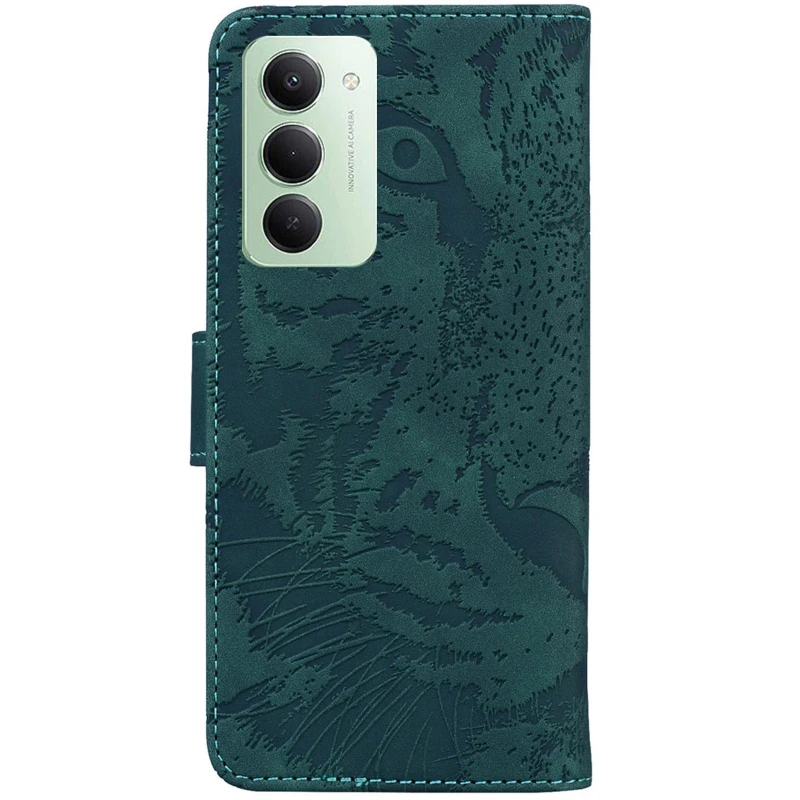 Шкіряний чохол-книжка Tiger для Xiaomi Redmi 15 (EU) – Green. Фото 2 з 7