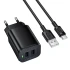 МЗП Borofone BAS81A Star 10.5W (2USB-A) + кабель USB to Type-C – Black. Фото 1 з 3