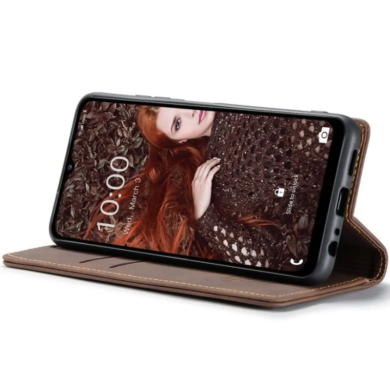 Кожаный чехол-книжка CaseMe Velvet Nubuck для Xiaomi Redmi Note 9s / Note 9 Pro / Note 9 Pro Max – Coffee. Фото 3 из 5