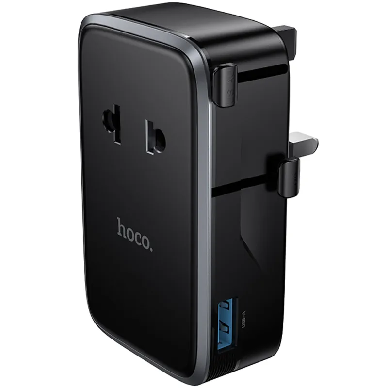 Сетевой универсальный переходник Hoco AC35 Capaz 15W + 1USB-A/2C – Black. Фото 4 из 6