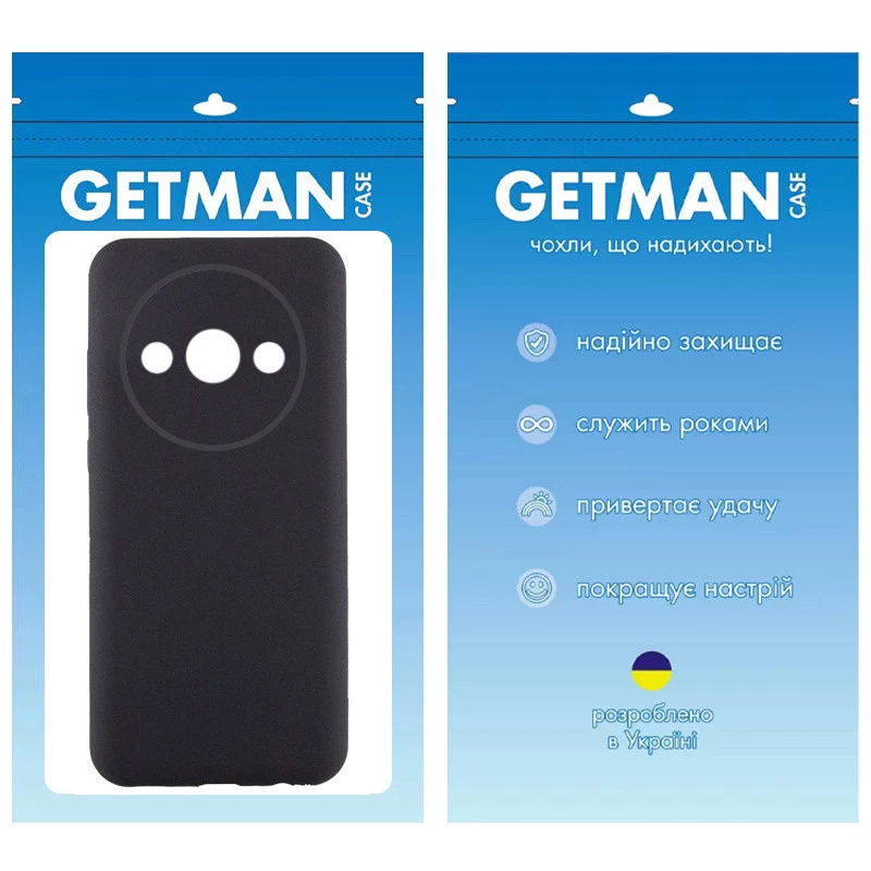 Цветной силиконовый чехол GETMAN с закрытой камерой на Xiaomi Redmi A3 – Черный / Black. Фото 8 из 8