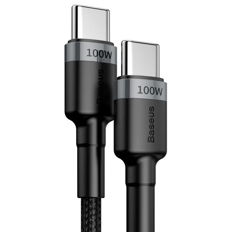 Дата кабель Baseus Cafule Type-C to Type-C PD2.0 100W (2m) (CATKLF-AL) – Gray / Black. Фото 4 з 5