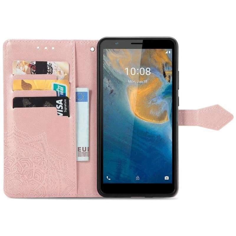 Шкіряний чохол-книжка Art Case з візитницею для ZTE Blade A31 – Рожевий. Фото 3 з 4