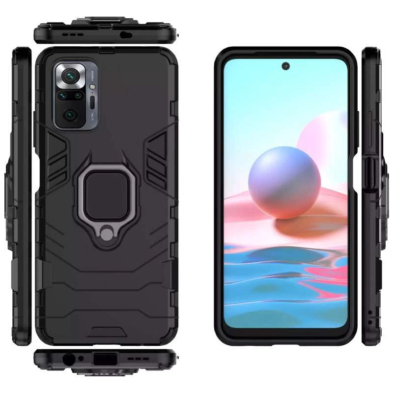 Протиударний чохол Transformer з кільцем на Xiaomi Redmi Note 10 Pro – Чорний / Soul Black. Фото 2 з 2