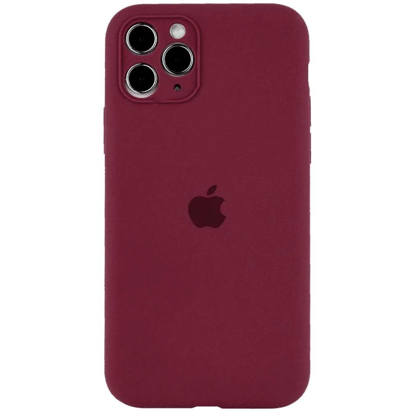 

Чехол Silicone Case с защитой камеры для Apple iPhone 12 Pro (6.1") (Бордовый / Plum), Бордовий / plum