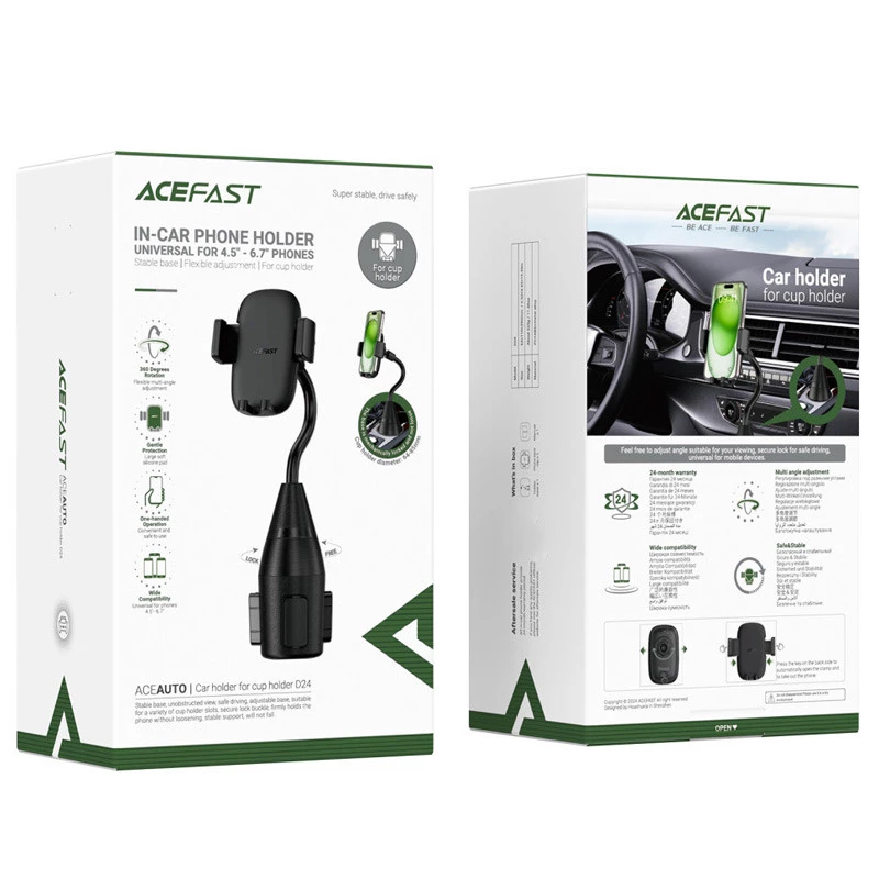 Автодержатель Acefast D24 for cup holder – Black. Фото 6 из 7