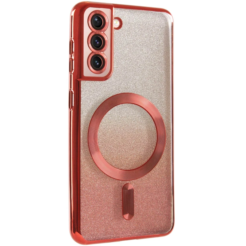 Чохол з блискітками, захисними лінзами на камеру та MagSafe на Samsung Galaxy S21 FE – Червоний / Red. Фото 2 з 11