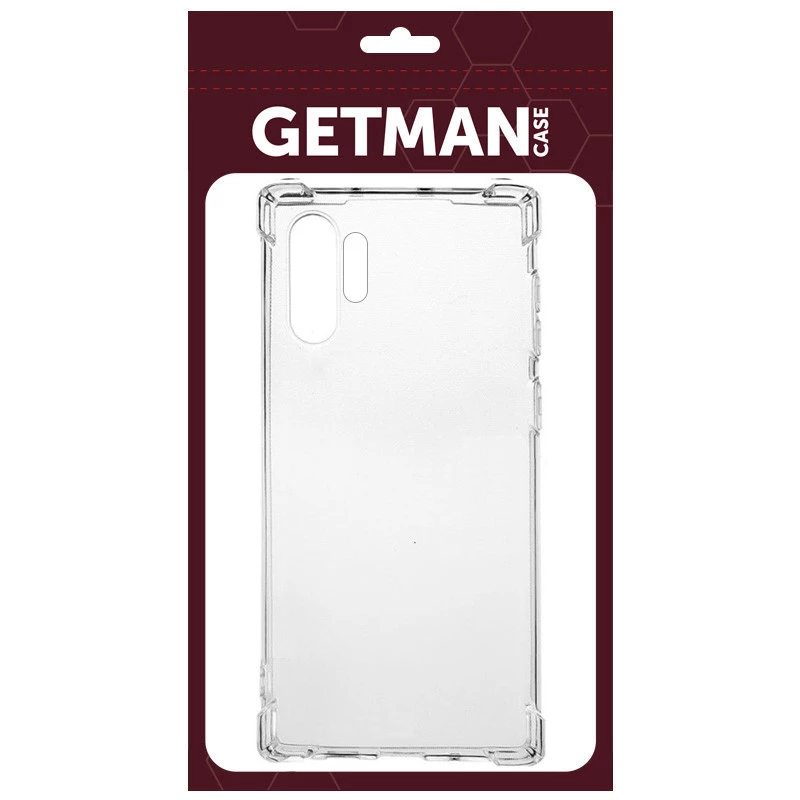Ультратонкий силіконовий чохол GETMAN з критими бортами на Samsung Galaxy Note 10 Plus – Безбарвний (прозорий). Фото 2 з 3