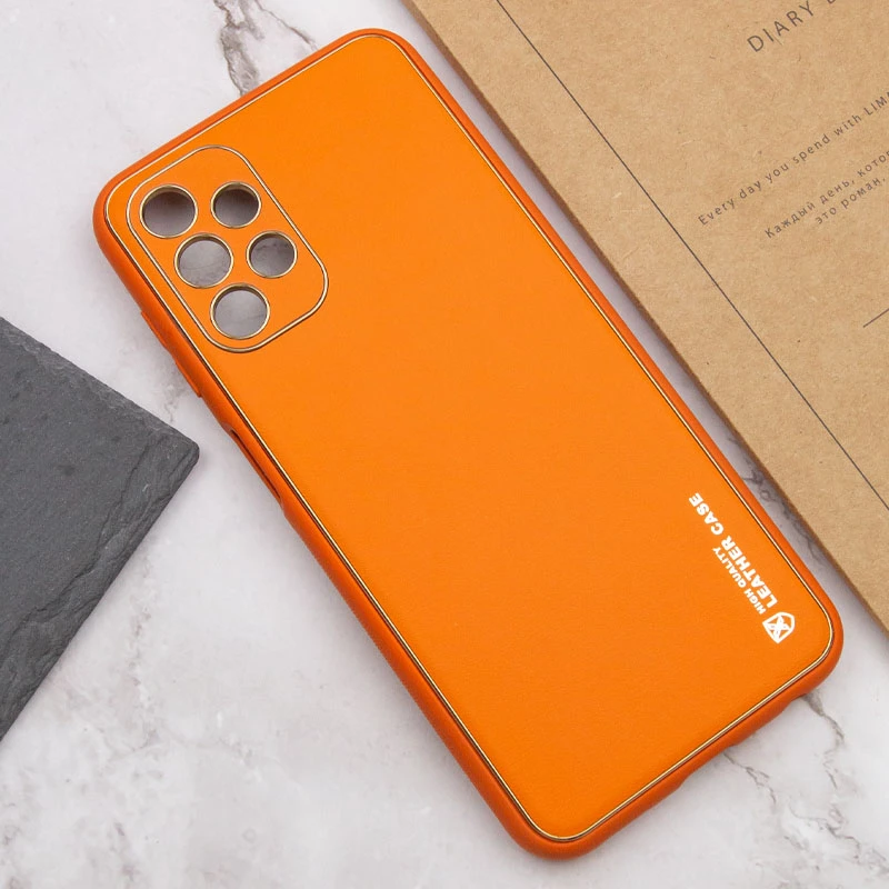 Кожаный чехол Xshield для Samsung Galaxy A13 4G – Оранжевый / Apricot. Фото 5 из 6