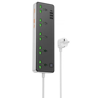 Подовжувач Hoco AC13A Safety Socket (3USB-A/1C/5xSocket) (1.5m) фото 1 з 4