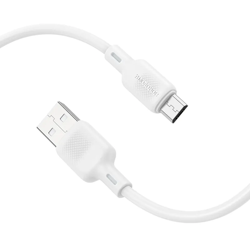 Дата кабель Borofone BX113 Lenny USB to MicroUSB 2.4A (1m) – White. Фото 3 з 4