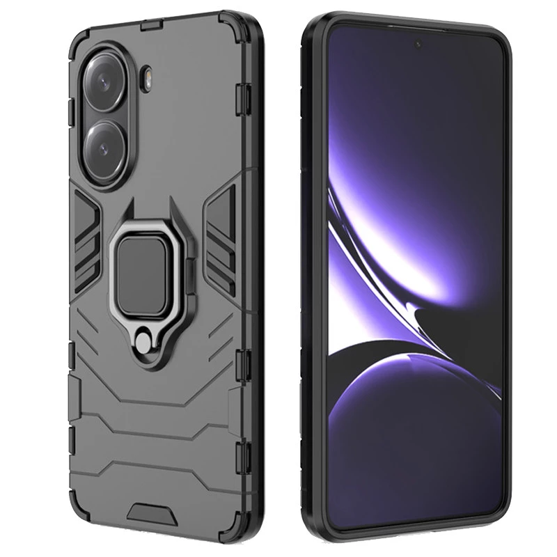 Противоударный чехол Transformer с кольцом для Xiaomi Poco X7 Pro – Черный / Soul Black. Фото 4 из 6