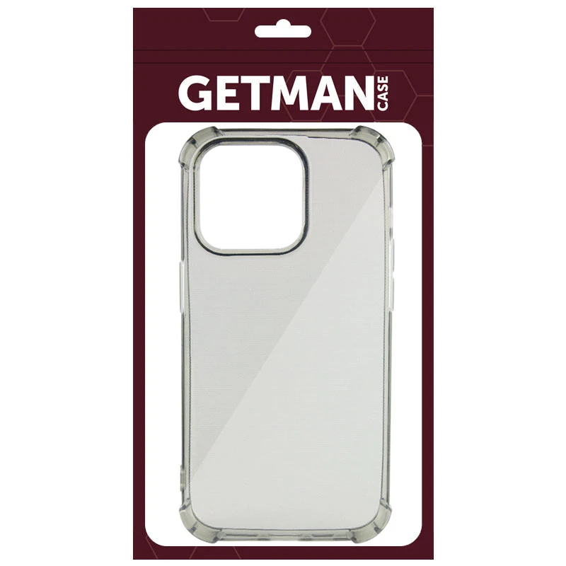 Ультратонкий силіконовий чохол GETMAN з критими бортами на Apple iPhone 14 Pro Max (6.7") – Сірий (прозорий). Фото 8 з 10
