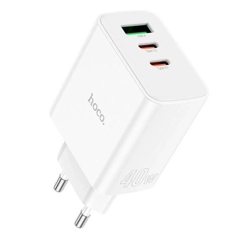 МЗП Hoco C126A PD40W+QC3.0 (1USB/2Type-C) – White. Фото 2 з 5