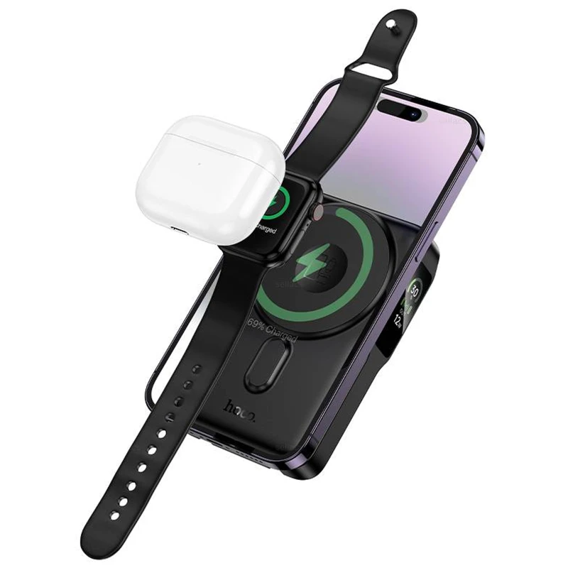 Портативний ЗП Power Bank Hoco Q48 Core PD20W з БЗП+iWatch 10000 mAh – Black. Фото 1 з 6