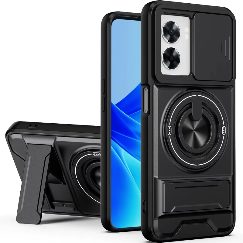 Ударостійкий чохол Camshield StandRing case для Oppo A5x – Black. Фото 2 з 4