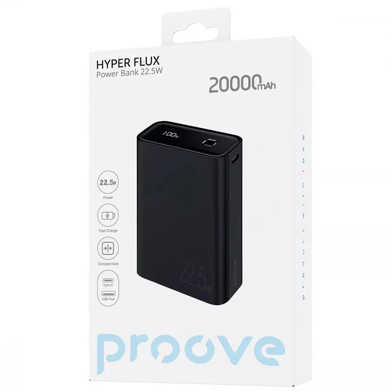 Портативний зарядний пристрій Proove Hyper Flux 22.5W 20000 mAh – Black. Фото 3 з 3