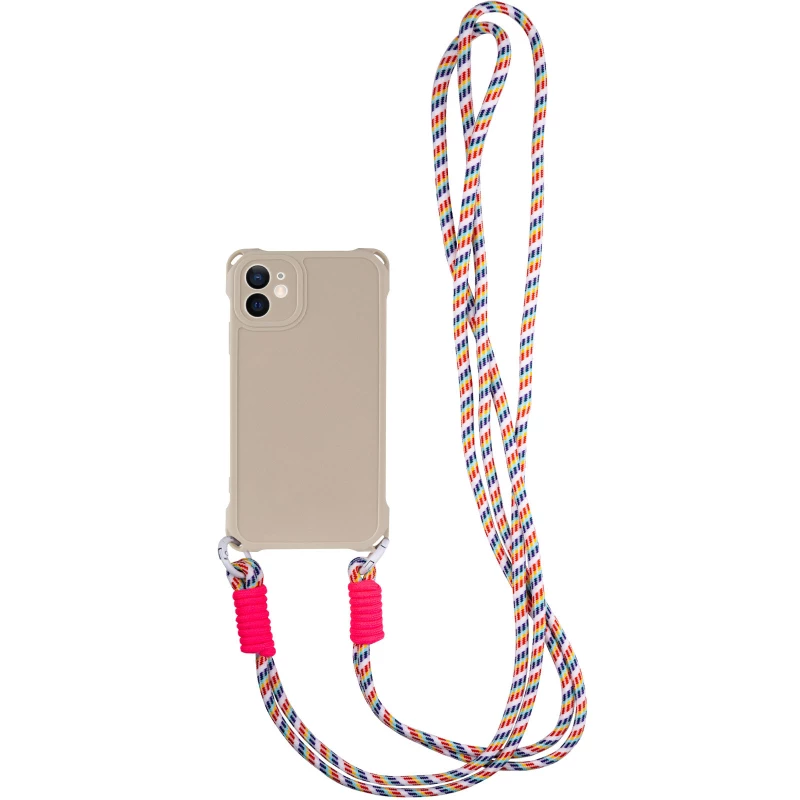 Силіконовий чохол CrossBody зі шнурком для Apple iPhone 12 (6.1") – Antigue White. Фото 1 з 11