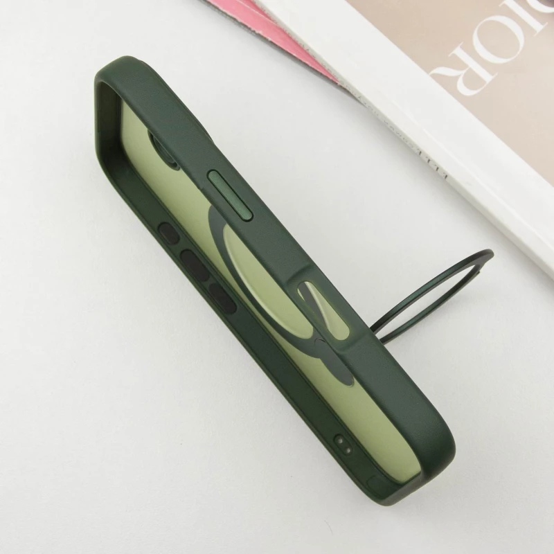 Кольоровий TPU+PC з металевими кнопками, кільцем та MagSafe на Apple iPhone 16 – Green. Фото 5 з 8
