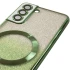 Чохол з блискітками, захисними лінзами на камеру та MagSafe на Samsung Galaxy S21 – Зелений / Green. Фото 9 з 11