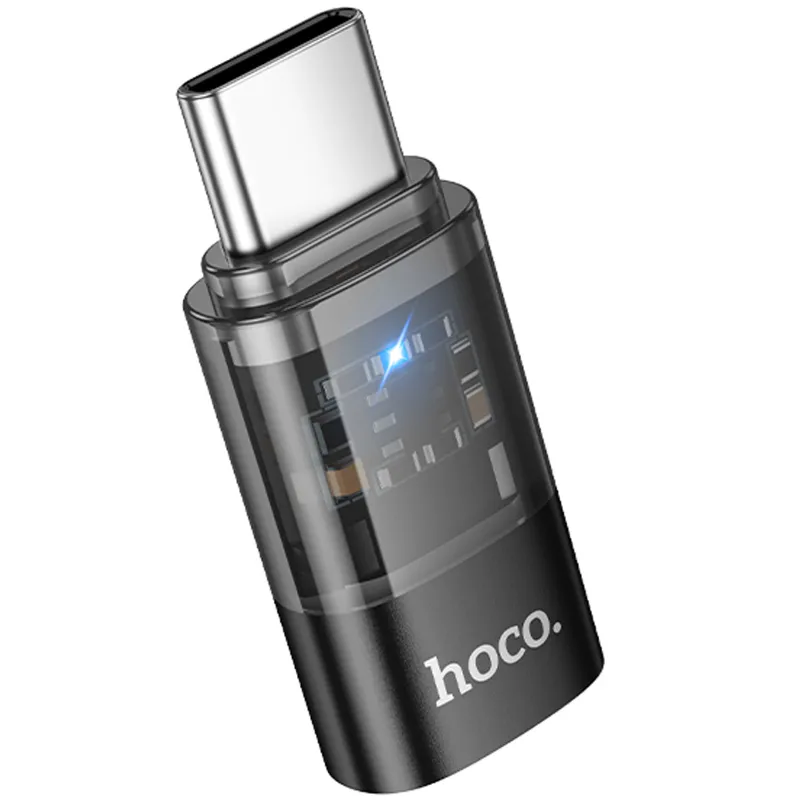 Перехідник Hoco UA36D Type-C male to Lightning female – Black. Фото 1 з 4