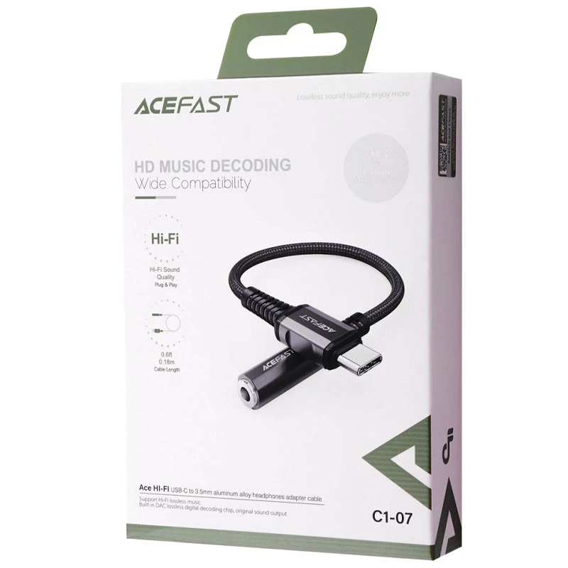 Перехідник Acefast C1-07 USB-C to 3.5mm aluminum alloy – Black. Фото 4 з 4