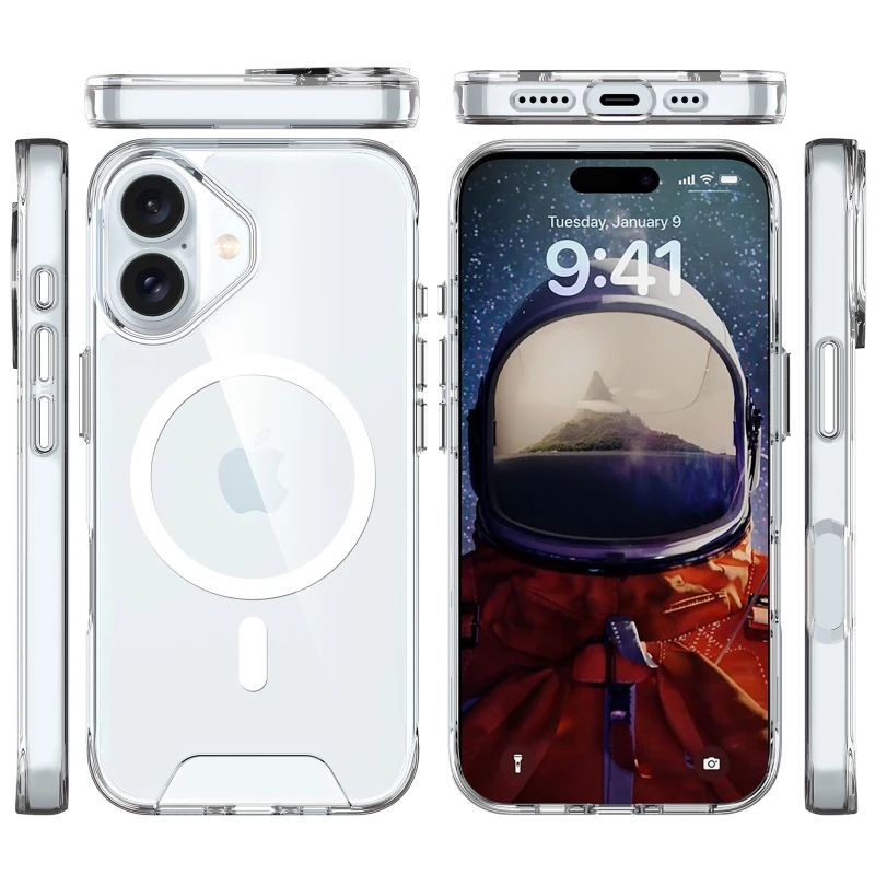 Чохол TPU Space Case with Magnetic Fit для Apple iPhone 17 (6.3") – Прозорий. Фото 4 з 6