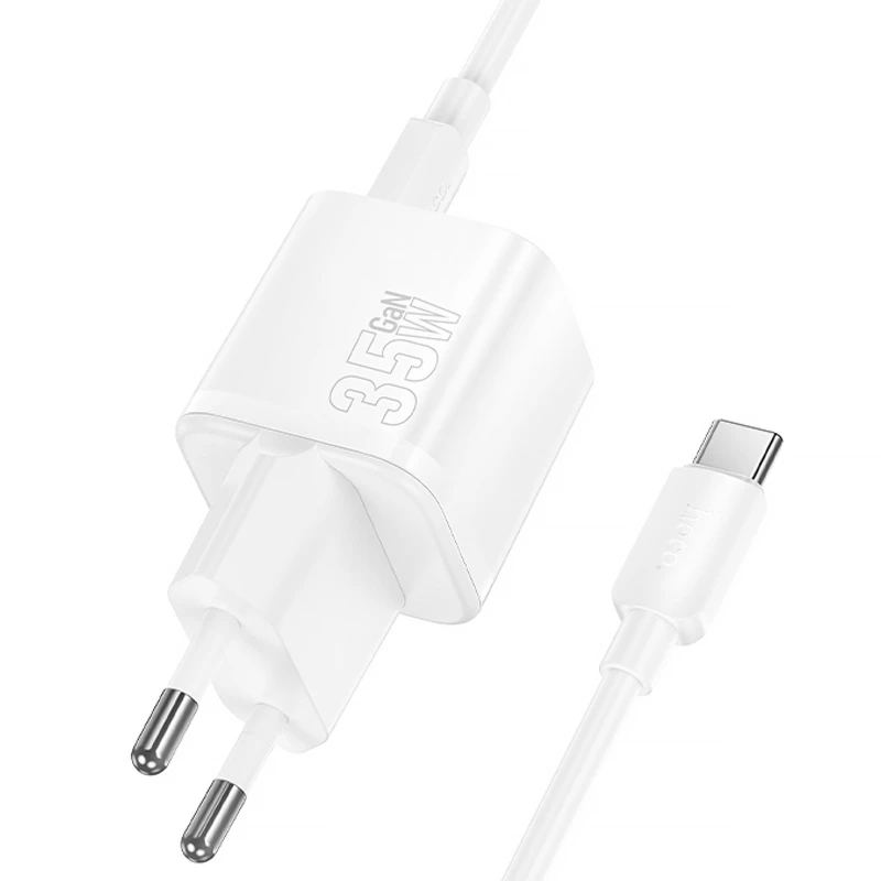 СЗУ Hoco N66 Ingenious PD35W (1USB-C) + кабель Type-C to Type-C – White. Фото 3 из 4