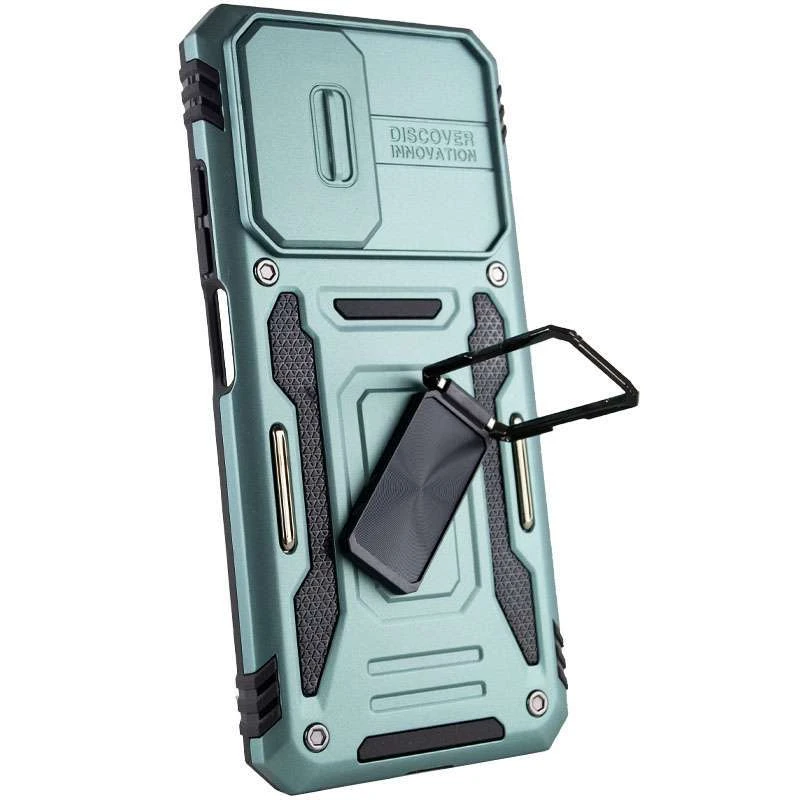 Ударопрочный чехол Square Ring c шторкой на камеру для Xiaomi Redmi 10 – Зеленый / Light Green. Фото 3 из 6