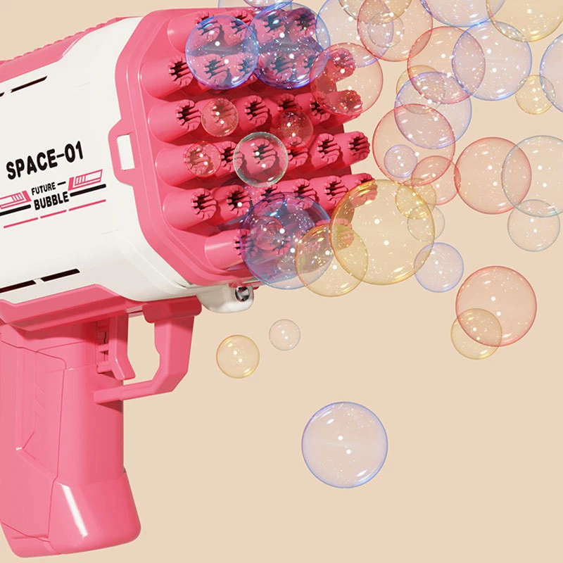 Пістолет для мильних бульбашок Bubble Gun 698-20 з насадками на 32/45 отворів 50ml – Pink. Фото 2 з 5