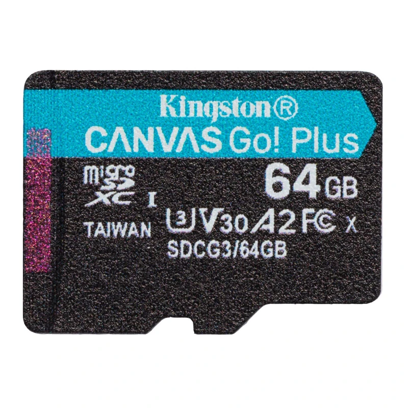 Карта пам'яті Kingston Canvas GP (UHS-3, R200MB/s) C-10 A2 V30 – 64GB (з адаптером) (SDCG4) – Black. Фото 2 з 3