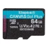 Карта пам'яті Kingston Canvas GP (UHS-3, R200MB/s) C-10 A2 V30 – 64GB (з адаптером) (SDCG4) – Black. Фото 2 з 3