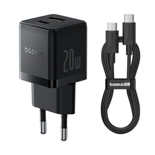 СЗУ Baseus Palm Fast Charger 20W (1USB-A/1C) + кабель Type-C to Type-C (P10111608) фото 1 из 6