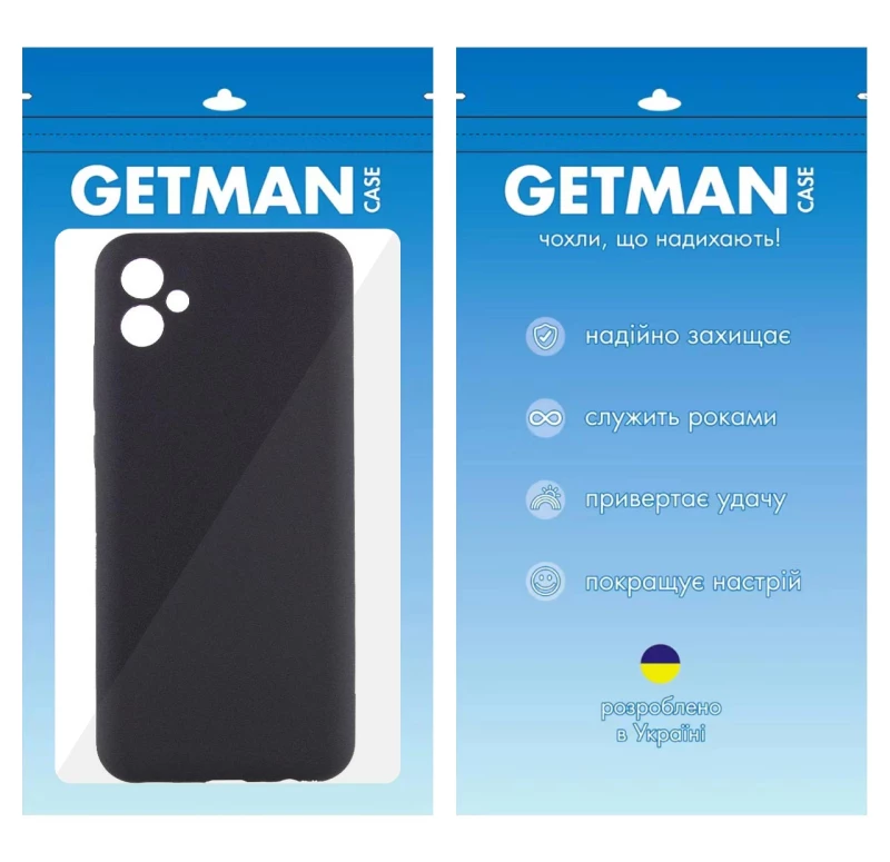 Кольоровий силіконовий чохол GETMAN із закритою камерою для Samsung Galaxy A05 – Чорний / Black. Фото 12 з 12