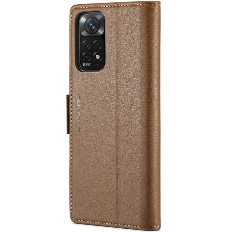 Шкіряний чохол-книжка CaseMe Nappa leather для Xiaomi Redmi Note 11 (Global) / Note 11S – Brown. Фото 3 з 10