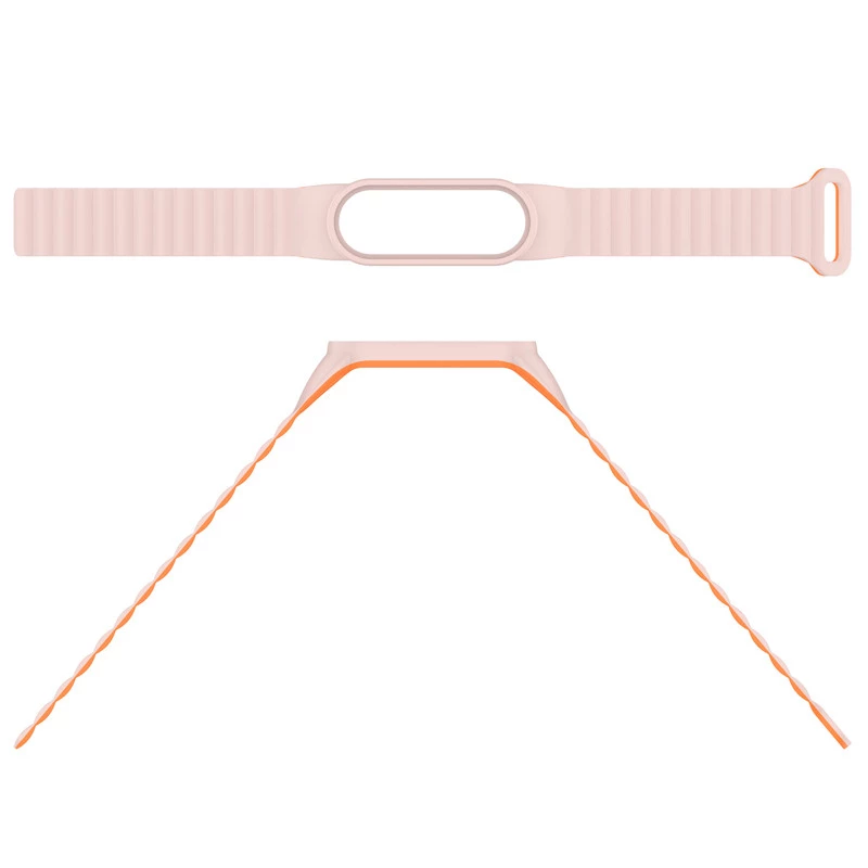 Ремінець Dual-color Magnetic для Xiaomi Mi Band 7/6/5/4/3 – White / Orange. Фото 4 з 4