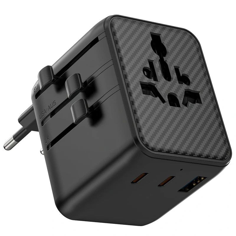 Мережевий універсальний перехідник WIWU UA011 Warrior GaN 25W + 1USB-A/2C – Black. Фото 3 з 4